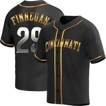 Brandon Finnegan Men's Cincinnati Reds Replica Alternate Jersey - Black Golden