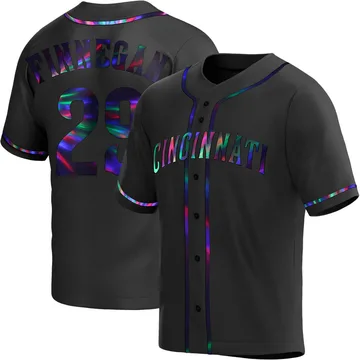 Brandon Finnegan Men's Cincinnati Reds Replica Alternate Jersey - Black Holographic