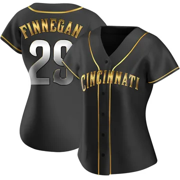 Brandon Finnegan Women's Cincinnati Reds Replica Alternate Jersey - Black Golden