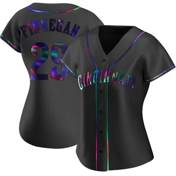 Brandon Finnegan Women's Cincinnati Reds Replica Alternate Jersey - Black Holographic