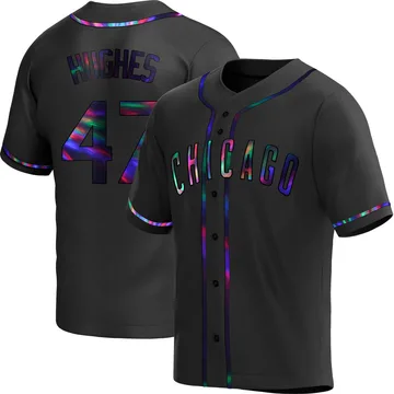 Brandon Hughes Men's Chicago Cubs Replica Alternate Jersey - Black Holographic