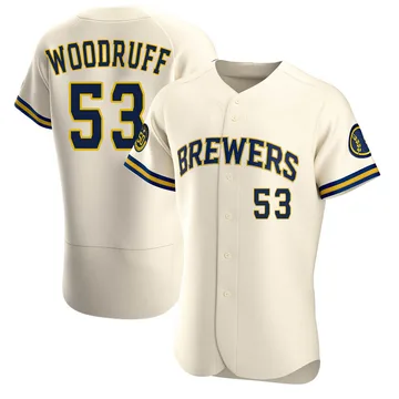 Brandon Woodruff Men's Milwaukee Brewers Authentic Home Jersey - Cream