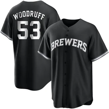 Brandon Woodruff Men's Milwaukee Brewers Replica Jersey - Black/White