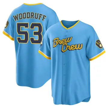 Brandon Woodruff Men's Milwaukee Brewers Replica Powder 2022 City Connect Jersey - Blue