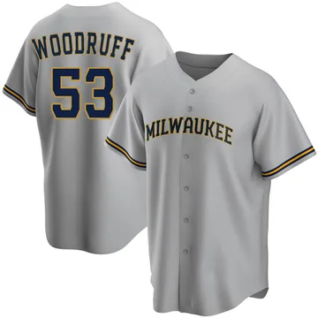 Brandon Woodruff Men's Milwaukee Brewers Replica Road Jersey - Gray