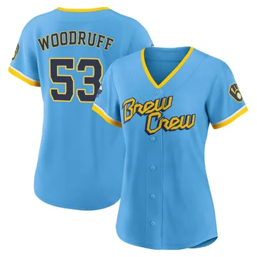 Brandon Woodruff Women's Milwaukee Brewers Authentic Powder 2022 City Connect Jersey - Blue