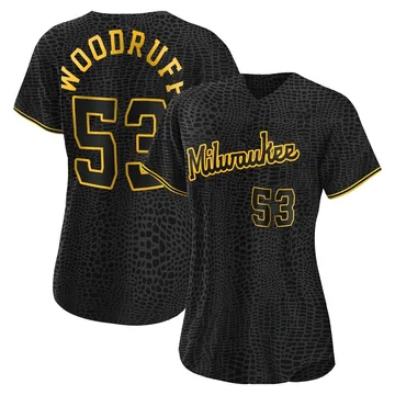 Brandon Woodruff Women's Milwaukee Brewers Authentic Snake Skin City Jersey - Black