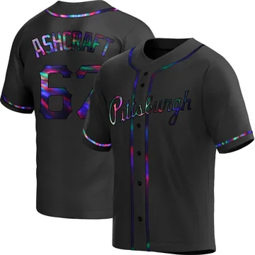 Braxton Ashcraft Men's Pittsburgh Pirates Replica Alternate Jersey - Black Holographic