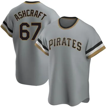 Braxton Ashcraft Men's Pittsburgh Pirates Replica Road Cooperstown Collection Jersey - Gray