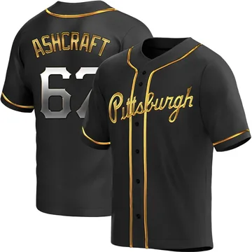 Braxton Ashcraft Youth Pittsburgh Pirates Replica Alternate Jersey - Black Golden