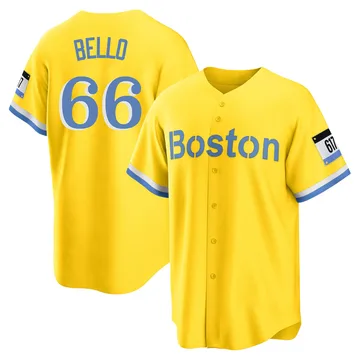 Brayan Bello Men's Boston Red Sox Replica Blue 2021 City Connect Player Jersey - Gold/Light