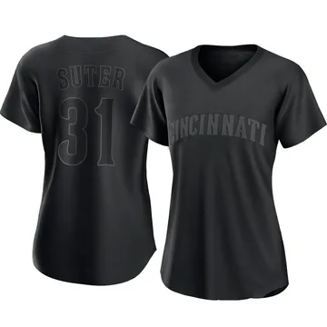 Brent Suter Women's Cincinnati Reds Authentic Pitch Fashion Jersey - Black