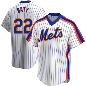 Brett Baty Men's New York Mets Replica Home Cooperstown Collection Jersey - White