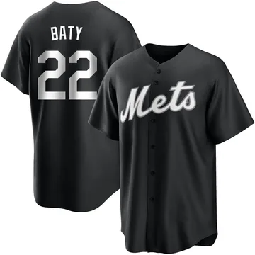 Brett Baty Men's New York Mets Replica Jersey - Black/White