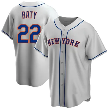 Brett Baty Men's New York Mets Replica Road Jersey - Gray