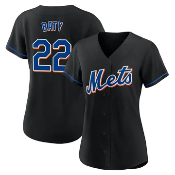 Brett Baty Women's New York Mets Authentic 2022 Alternate Jersey - Black