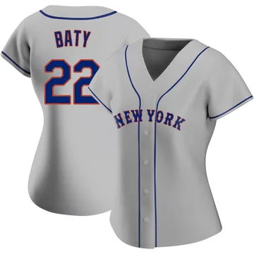 Brett Baty Women's New York Mets Authentic Road Jersey - Gray