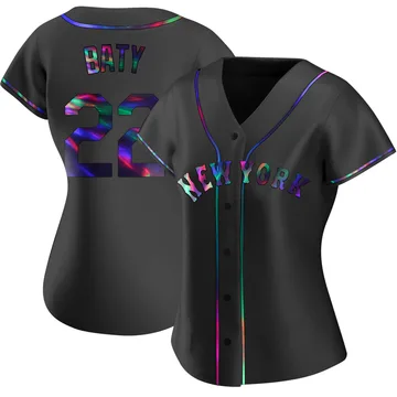 Brett Baty Women's New York Mets Replica Alternate Jersey - Black Holographic