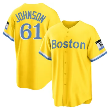 Brian Johnson Men's Boston Red Sox Replica Blue 2021 City Connect Player Jersey - Gold/Light