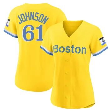 Brian Johnson Women's Boston Red Sox Authentic Blue 2021 City Connect Player Jersey - Gold/Light