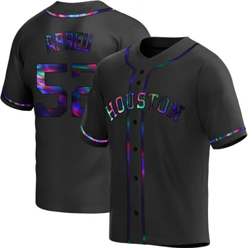 Bryan Abreu Men's Houston Astros Replica Alternate Jersey - Black Holographic