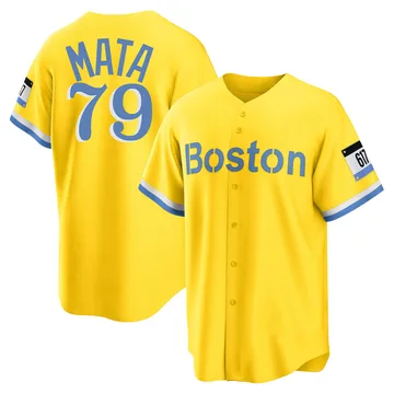 Bryan Mata Men's Boston Red Sox Replica Blue 2021 City Connect Player Jersey - Gold/Light