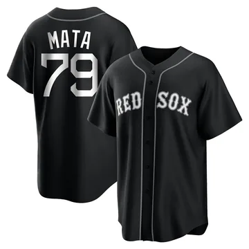 Bryan Mata Men's Boston Red Sox Replica Jersey - Black/White