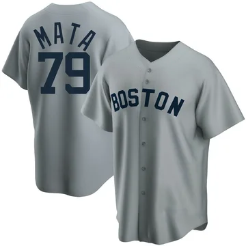 Bryan Mata Men's Boston Red Sox Replica Road Cooperstown Collection Jersey - Gray