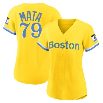 Bryan Mata Women's Boston Red Sox Authentic Blue 2021 City Connect Player Jersey - Gold/Light