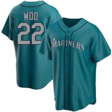 Bryan Woo Men's Seattle Mariners Replica Alternate Jersey - Aqua