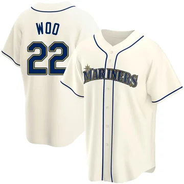 Bryan Woo Men's Seattle Mariners Replica Alternate Jersey - Cream