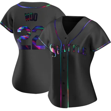 Bryan Woo Women's Seattle Mariners Replica Alternate Jersey - Black Holographic