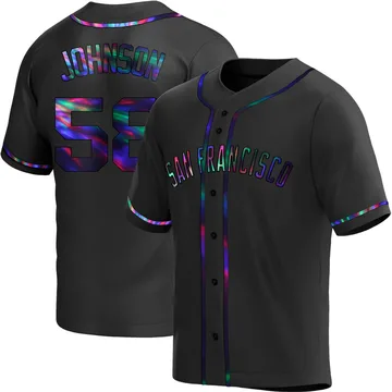 Bryce Johnson Men's San Francisco Giants Replica Alternate Jersey - Black Holographic