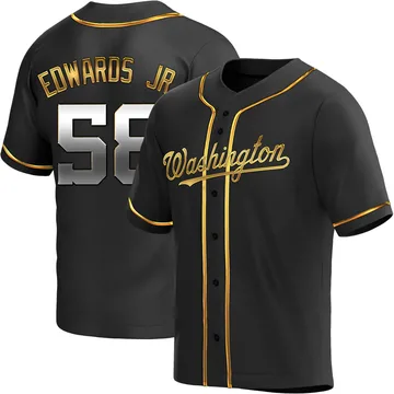 Carl Edwards Jr. Men's Washington Nationals Replica Alternate Jersey - Black Golden