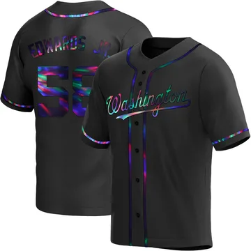 Carl Edwards Jr. Men's Washington Nationals Replica Alternate Jersey - Black Holographic