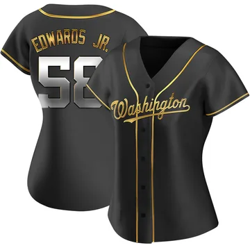 Carl Edwards Jr. Women's Washington Nationals Replica Alternate Jersey - Black Golden