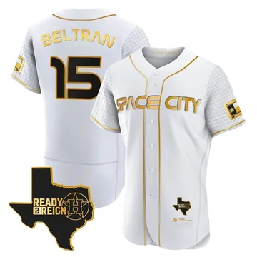 Carlos Beltran Men's Houston Astros Authentic 2023 Space City Ready 2 Reign Flex Base Jersey - White/Gold