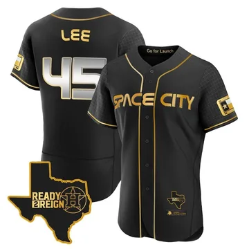 Carlos Lee Men's Houston Astros Authentic 2023 Space City Ready 2 Reign Flex Base Jersey - Black/Gold