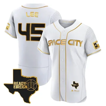 Carlos Lee Men's Houston Astros Authentic 2023 Space City Ready 2 Reign Flex Base Jersey - White/Gold