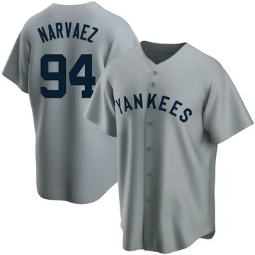 Carlos Narvaez Men's New York Yankees Replica Road Cooperstown Collection Jersey - Gray