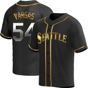 Carlos Vargas Men's Seattle Mariners Replica Alternate Jersey - Black Golden