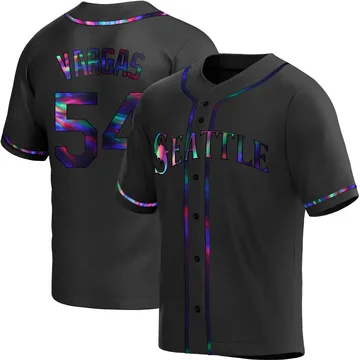 Carlos Vargas Men's Seattle Mariners Replica Alternate Jersey - Black Holographic