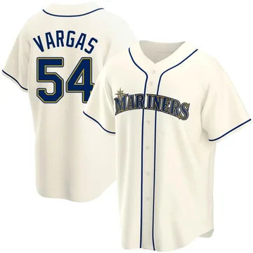 Carlos Vargas Men's Seattle Mariners Replica Alternate Jersey - Cream