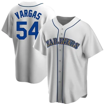 Carlos Vargas Men's Seattle Mariners Replica Home Cooperstown Collection Jersey - White