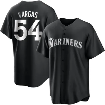 Carlos Vargas Men's Seattle Mariners Replica Jersey - Black/White