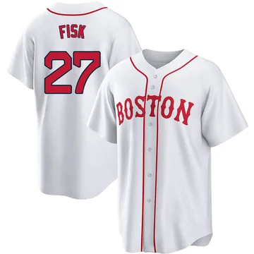 Carlton Fisk Men's Boston Red Sox Replica 2021 Patriots' Day Jersey - White