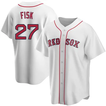 Carlton Fisk Men's Boston Red Sox Replica Home Jersey - White