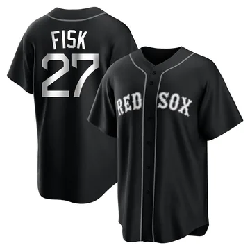 Carlton Fisk Men's Boston Red Sox Replica Jersey - Black/White