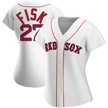 Carlton Fisk Women's Boston Red Sox Authentic Home Jersey - White