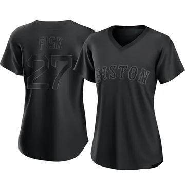 Carlton Fisk Women's Boston Red Sox Authentic Pitch Fashion Jersey - Black